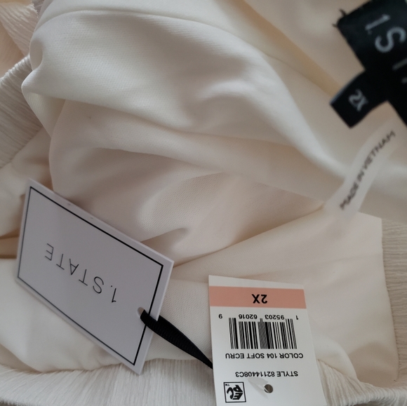 1.State Wide Leg Cropped Pants Soft Ecru Plus 2X Plus Size Pull Up Revolve Lined - Picture 8 of 9